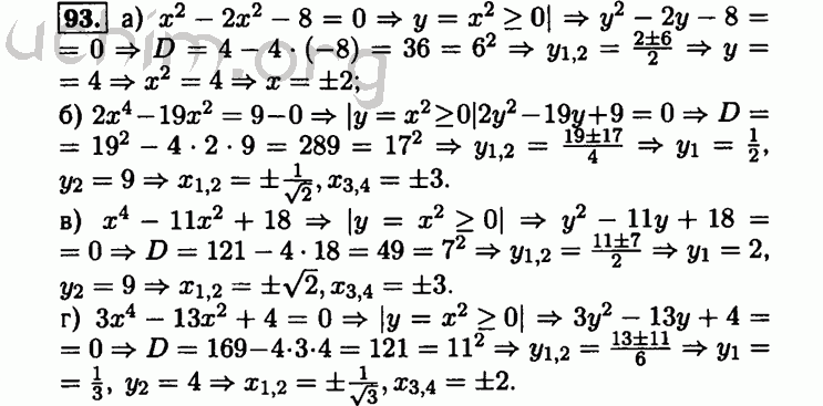 Номер 93 - Решебник по алгебре 8 класс Мордкович