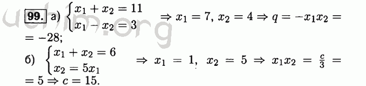 Номер 99 - Решебник по алгебре 8 класс Мордкович