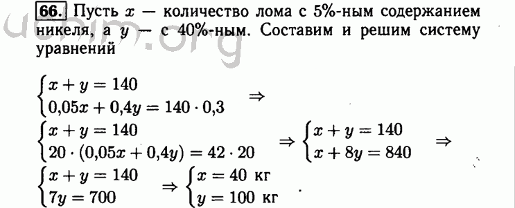 Номер 66 - Решебник по алгебре 8 класс Мордкович