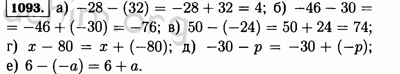 Математика шестой класс 1094. Номер 1093 по математике 6 класс. Виленкин шестой класс математика номер 1093. Представьте в виде суммы разность -28- -32.