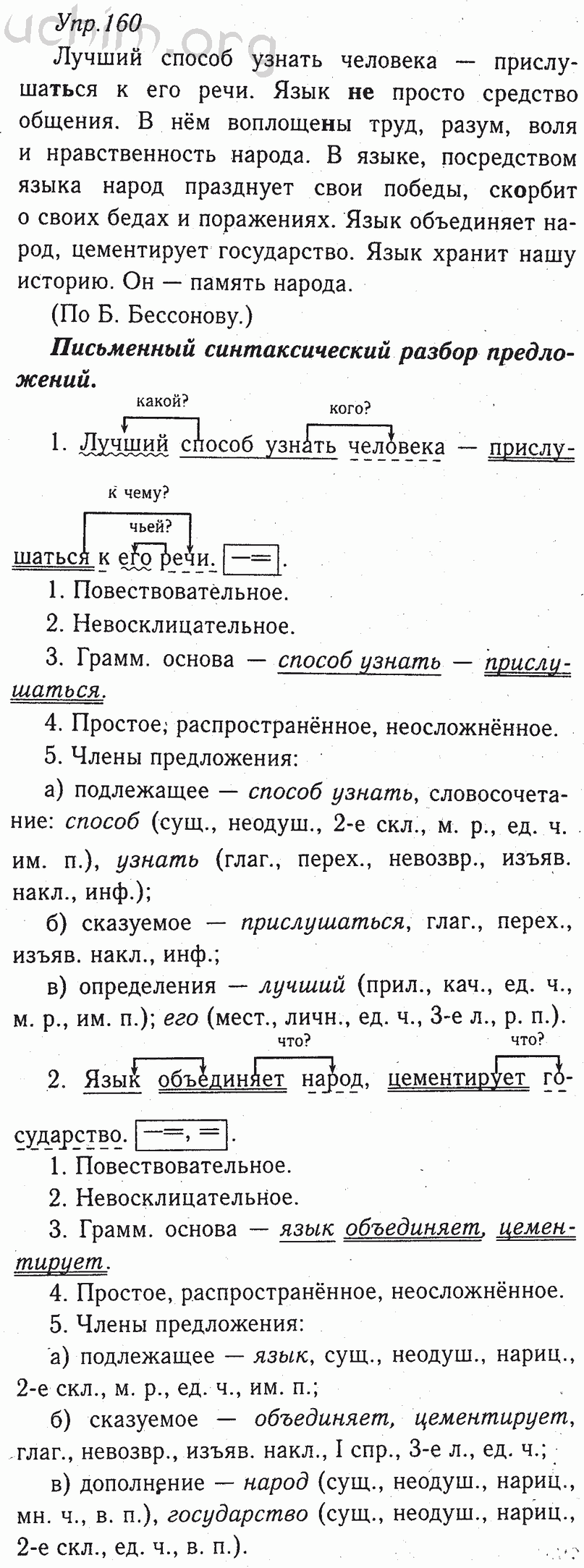 Номер 160 - ГДЗ по русскому языку 8 класс Тростенцова, Ладыженская