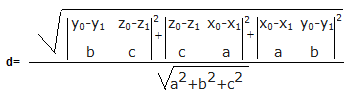 Расстояние от точки до прямой в пространстве (формула 2)